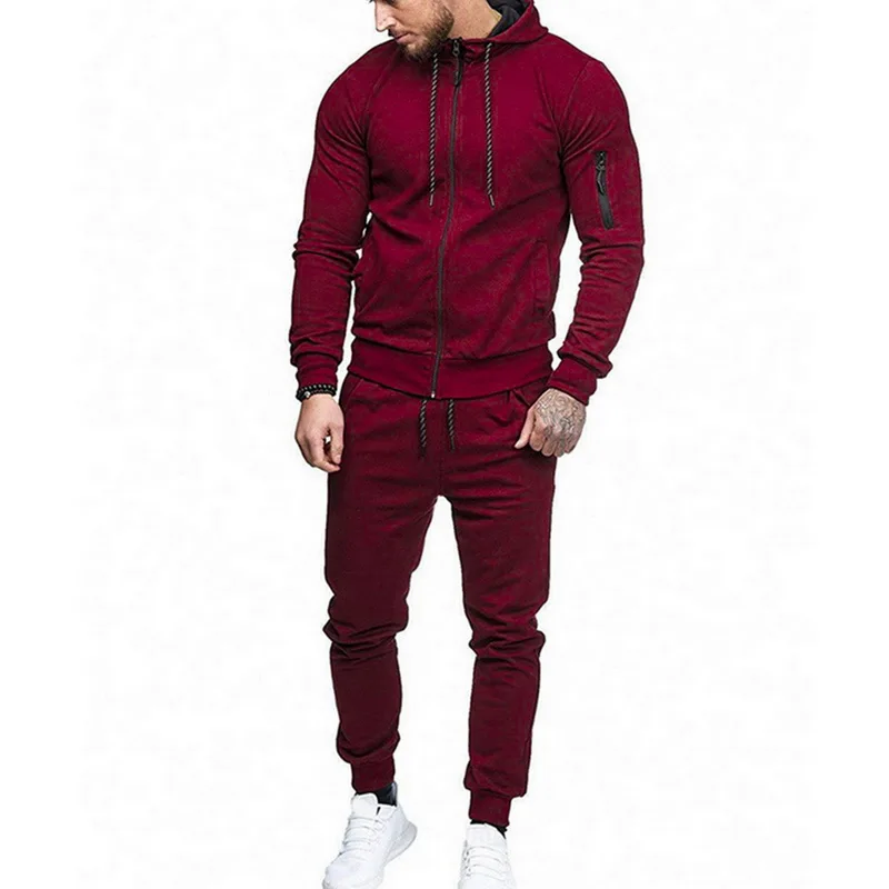 wine red A Adisputent, мужской модный комплект из толстовки с длинным рукавом и штанов, мужской спортивный костюм, мужской комплект для спортзала, повседневная спортивная одежда - Цвет: wine red A