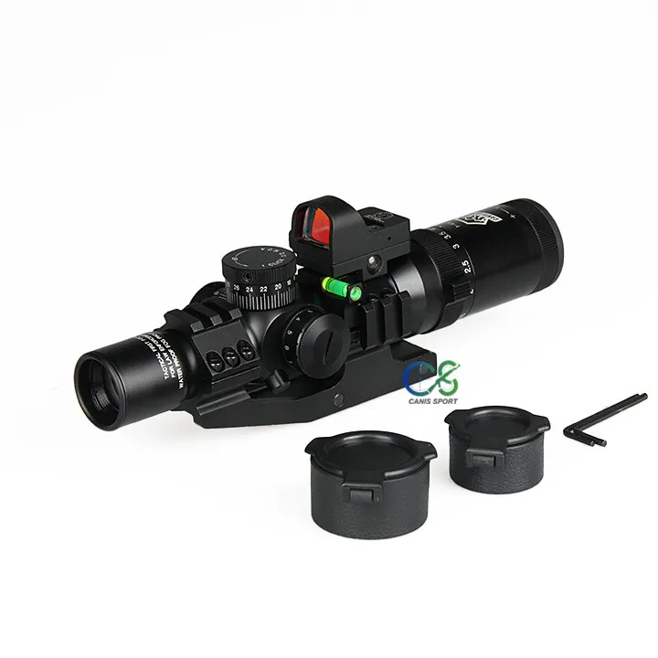 Canis Latrans 1-4x24 IR Rifle Scope тактические оптические прицелы противоударные с 1X мини Red Dot Scope для охоты стрельбы gs1-0292