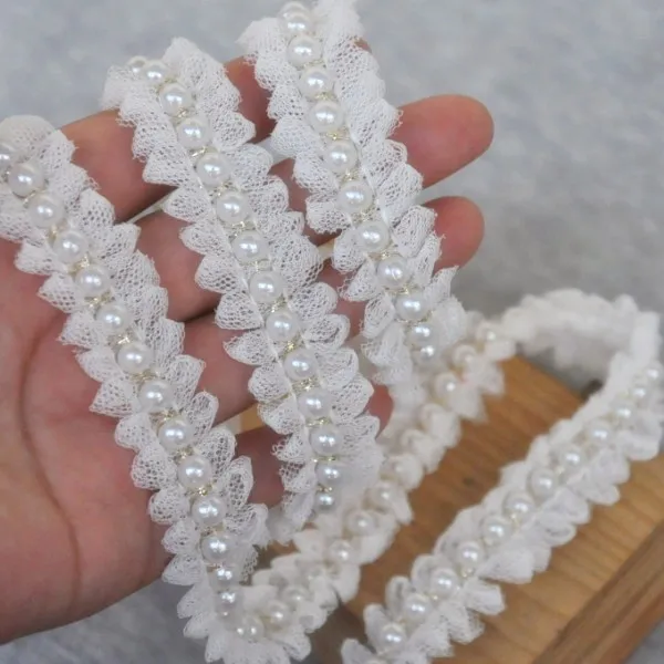 2 cm(0.79 Inch), Pearl beaded lace trim, bridal sash, Bridal Belt