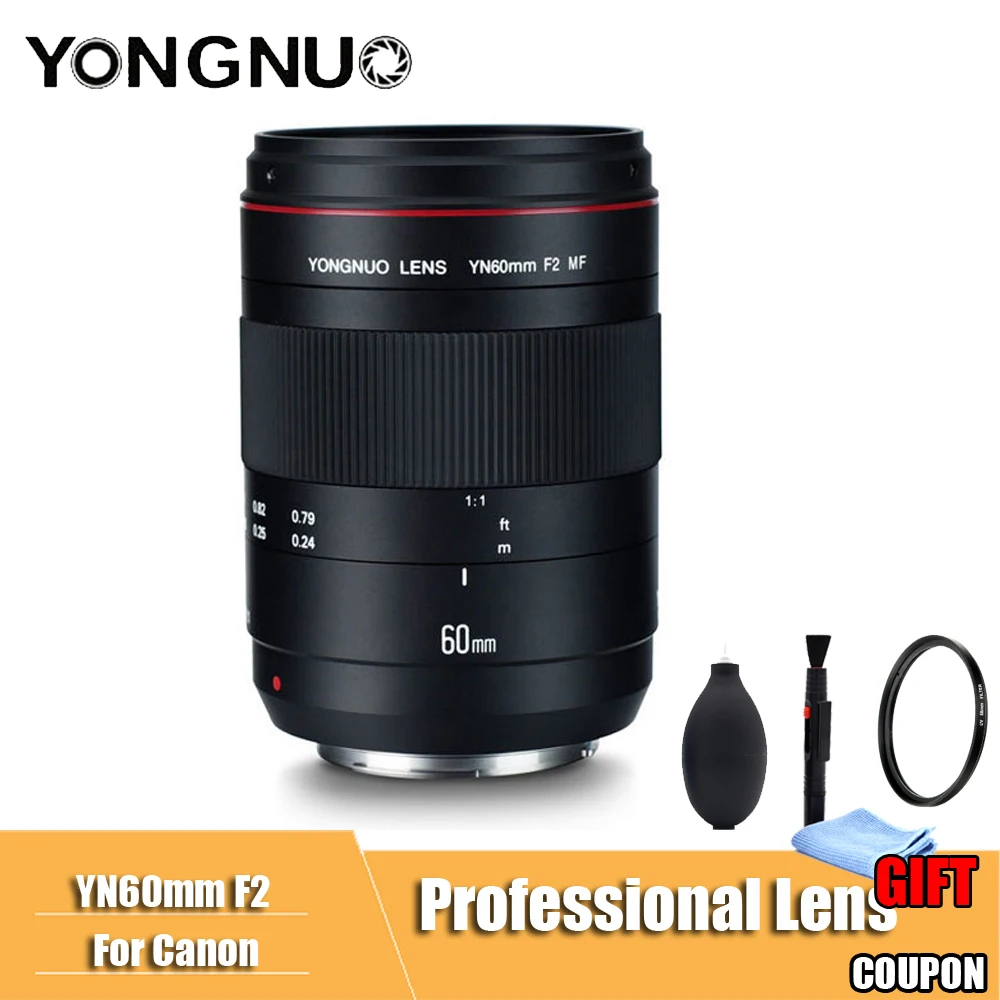 Объектив YONGNUO YN60mm F2 MF 0,234 m макро объектив с ручной фокусировкой для Canon EOS 70D 5D2 5D3 600D DSLR камера объектив