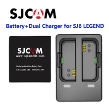 Original SJCAM 3.8V 1000mAh 3.7Wh Li-ion Battery Black + Battery Dual Charger for SJCAM SJ6 LEGEND Sport Camera DV