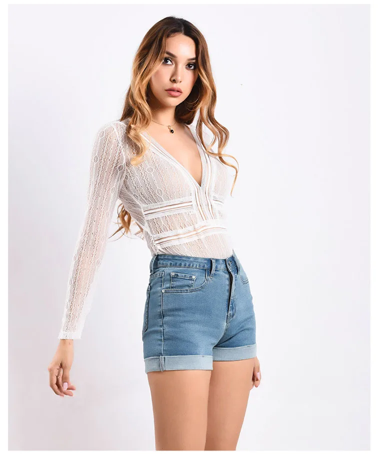 Denim shorts women Europe and the United States trade volume trim pants spring and summer women's new high-waist jeans hem (7)