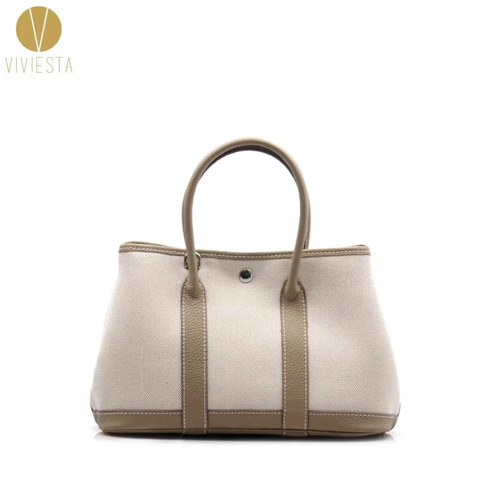 GENUINE LEATHER CANVAS GARDEN PARTY TOTE - Women Famous Fashion Brand Casual Daily Top Handle Shopping Shoulder Bag Handbag 30cm GENUINE LEATHER CANVAS GARDEN PARTY TOTE - Women Famous Fashion Brand Casual Daily Top Handle Shopping Shoulder Bag Handbag 30cm
