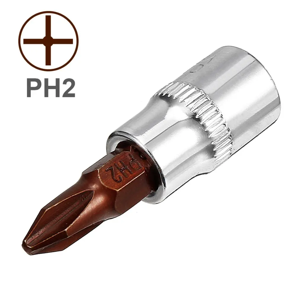 

UXCELL Hot Sale 2Pcs 1/4-Inch Drive PH2 Philips Bit Socket, S2 Steel for Professional in DIY Hand-making, Automotive