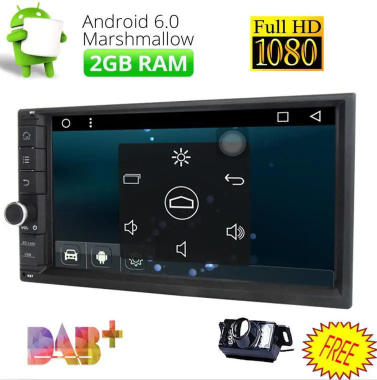Best 7" Double 2DIN Car Stereo Android 6.0 Quad-Core CPU 2GB RAM GPS No-dvd DAB+ 2