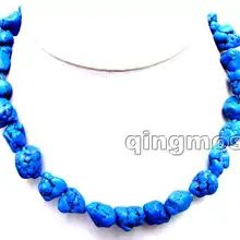 Большой 10-20 мм барокко Природный камень синего цвета 1" NECKLACE-nec6073