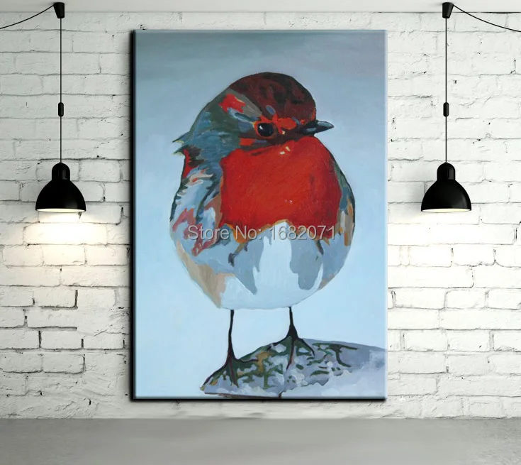 

High Skills Artist Hand-painted Sparrow Oil Painting On Canvas For Living Room Decoration Cute Sparrow Bird Oil Painting