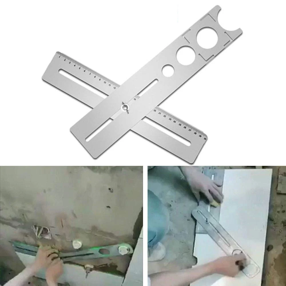 Durable Stainless Steel Ceramic Tile Hole Locator Floor Drilling Guide Finder Gauge Laser Graving Flexible