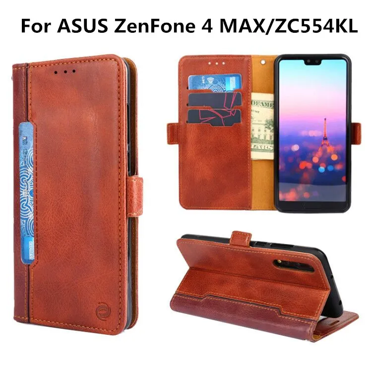 Флип чехол для ASUS ZenFone 4 MAX ZC554KL кожаный принципиально бумажник из искусственной