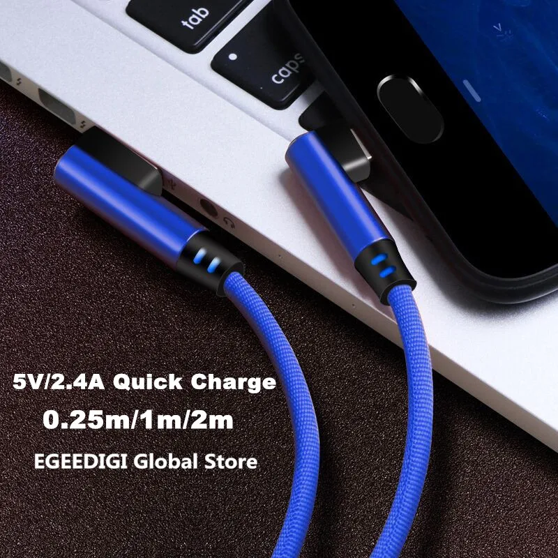 

EGEEDIGI 2m USB Type C 90 Degree Fast Charge usb c cable Type-c data Cord Charger usb-c For Samsung S8 S9 Note 9 8 Xiaomi mi8 6
