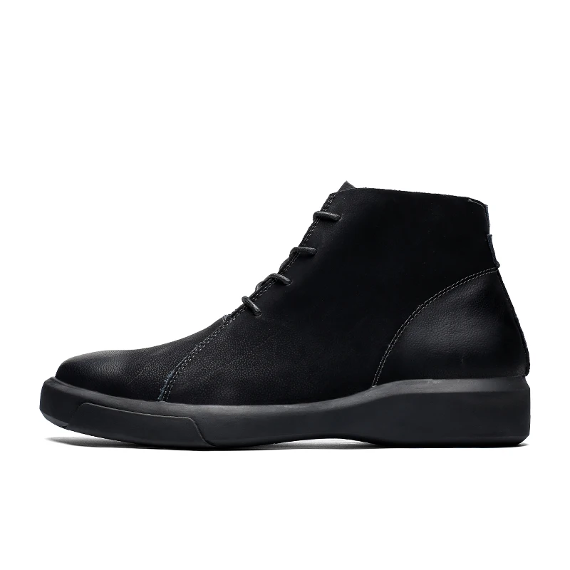 Зимние мужские кожаные ботинки, большие размеры 39-47, мужские ботинки повседневные туфли хаки на шнуровке мужские Ботильоны botas hombre 89071m - Цвет: 89071m black