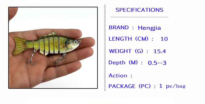 Jointed Bionic Artificial Fishing Lures For Tolling Perch Walleye Pike Sunfish Hard Bait 7 segments 10cm 15 (3)
