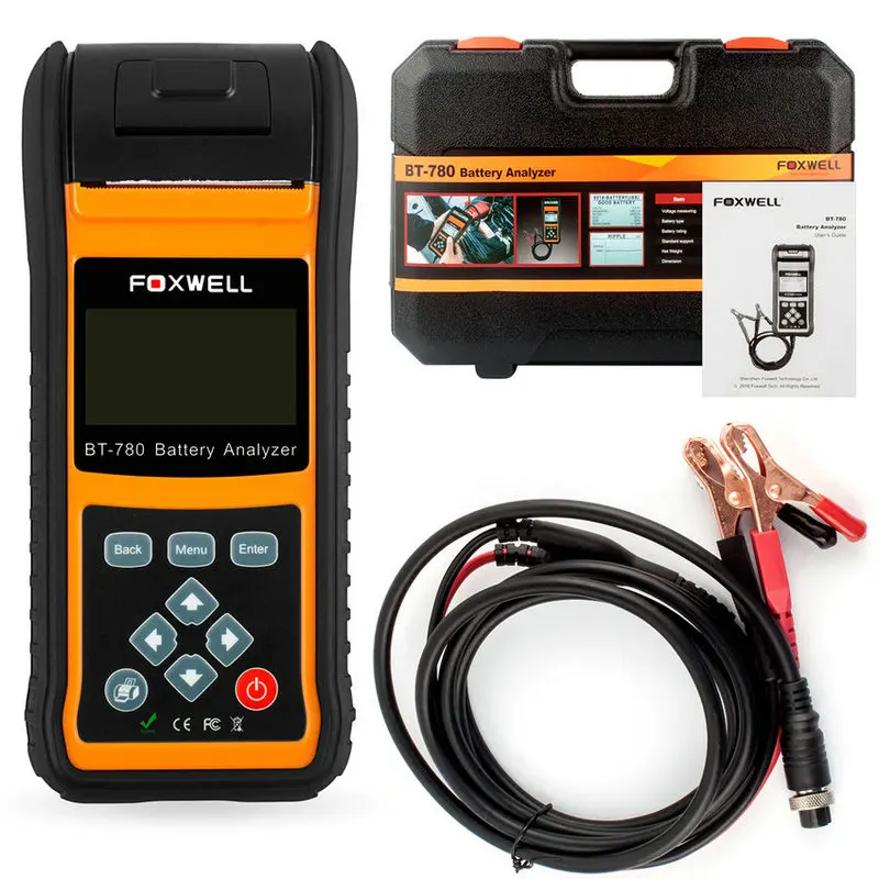 FOXWELL BT780 12V тестер батареи 0-1000A автомобиль AGM гель EBP батареи анализатор Встроенный принтер 12 V-24 V пусковая система зарядки