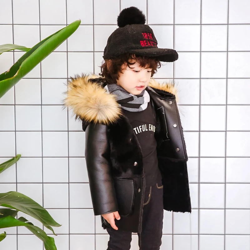 girls black fur coat