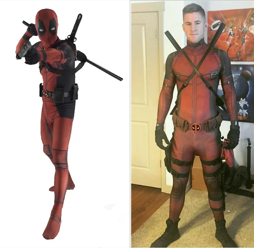 

1:1 Deluxed Adult / Kids Deadpool Cosplay Costume Jumpsuit Spandex Zentai Suit Superhero
