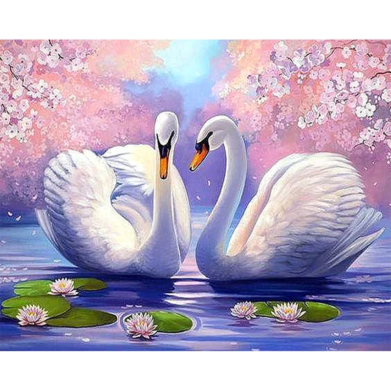 

3D Cross Stitch Mosaic Animal Swan Full Square/Round Diamond Embroidery Diamond Painting Full Display 5D Rhinestone Home Decor