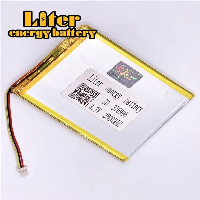 1,0 мм 3pin разъем 376996 2800mah 3,7 V плоский перезаряжаемый чистый 3,7 v lipo Аккумулятор литиевый планшетный ПК аккумулятор