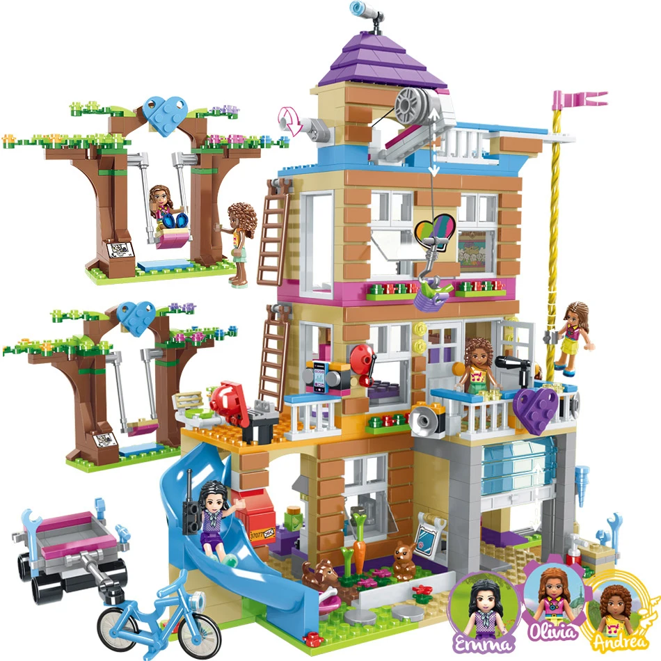 

Girls Friendship House Model Stacking Bricks Compatible Legoinglys Girls Friends Figures DIY Building Blocks Toys for Children