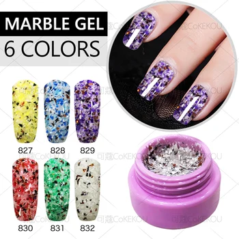 

CoKEKOU UV Nail Gel Long Lasting UV Gel Nail Varnish Nail Art Arab natural marble +base coat soak off+top coat send false nail