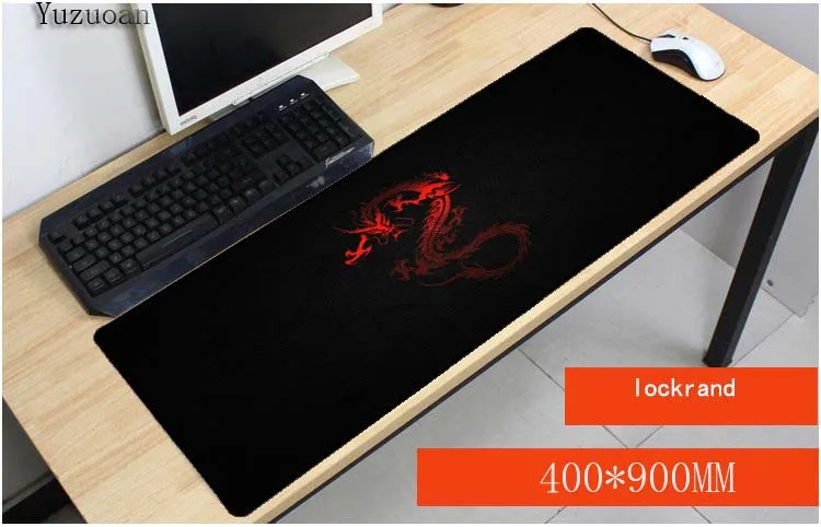  Yuzuoa Red Dragon Speed Locking Edge Natural Rubber Mouse Pad Large Waterproof Desk Gaming Mousepad