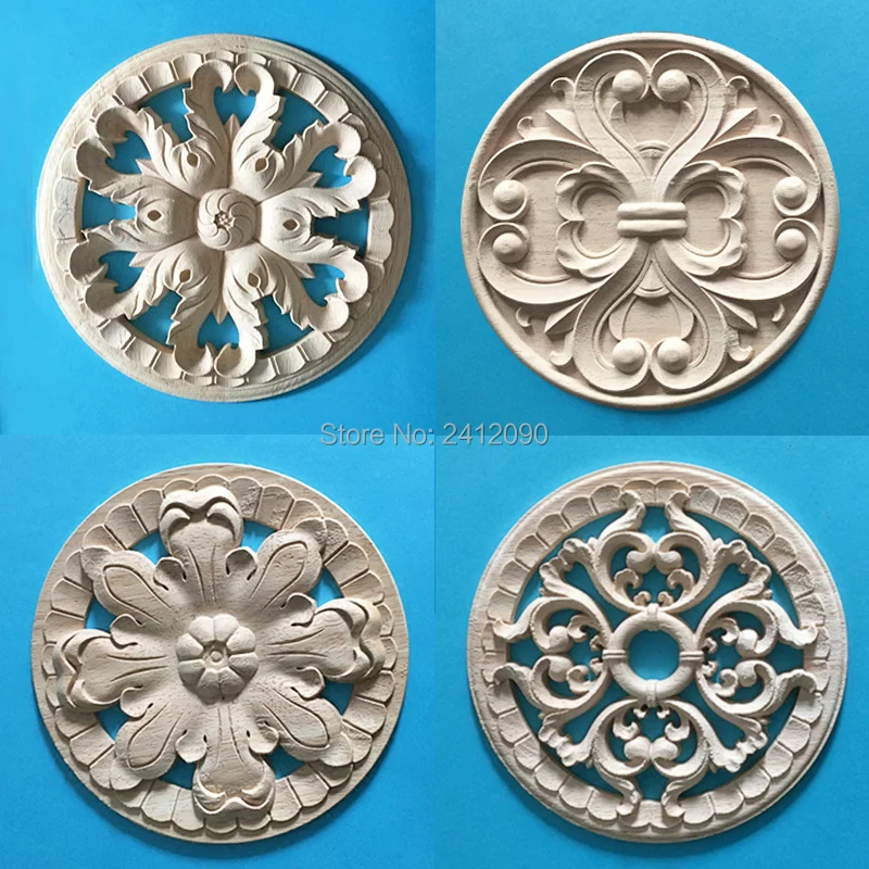

Vintage Wood Carving Furniture Appliques Decoration Nautical Home Decor Cabinet Door Flower Wood Decals Craft Wood Figurine 20cm