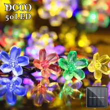 Solar String Lights 50 LEDs Flower Blossom Christmas Fairy Party Lights Outdoor Lighting Strings Garden Solar Lights Decoration