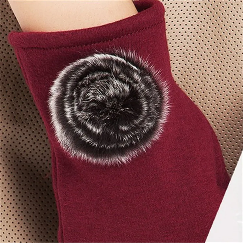 1 пара, 4 цвета, бренд, теплые элегантные меховые шерстяные перчатки для зимы, перчатки, женские перчатки, женские перчатки
