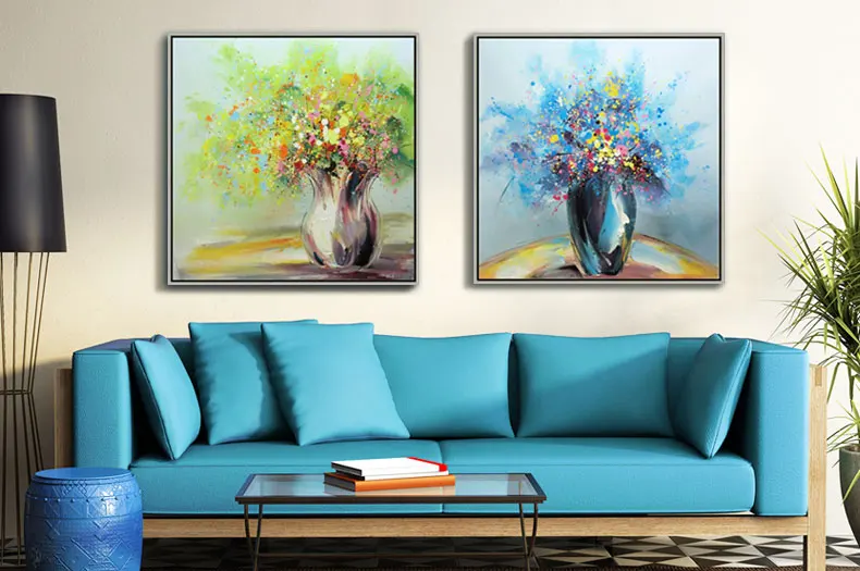 

Hand-painted modern home decor room hall wall art picture flower thick colors oil painting on canvas