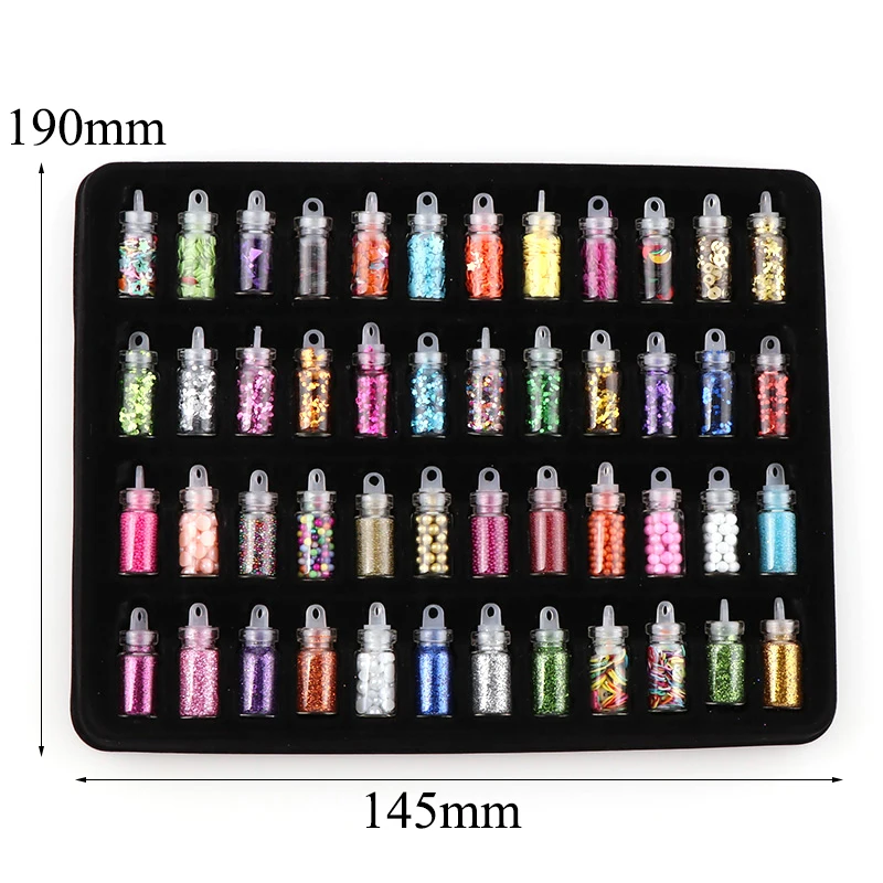 

48Pcs/Set Nail art Decoration Triangle Round Imitation Nail Pearls 3D Glitter Nail Rhinestone Manicure Professional Kit New