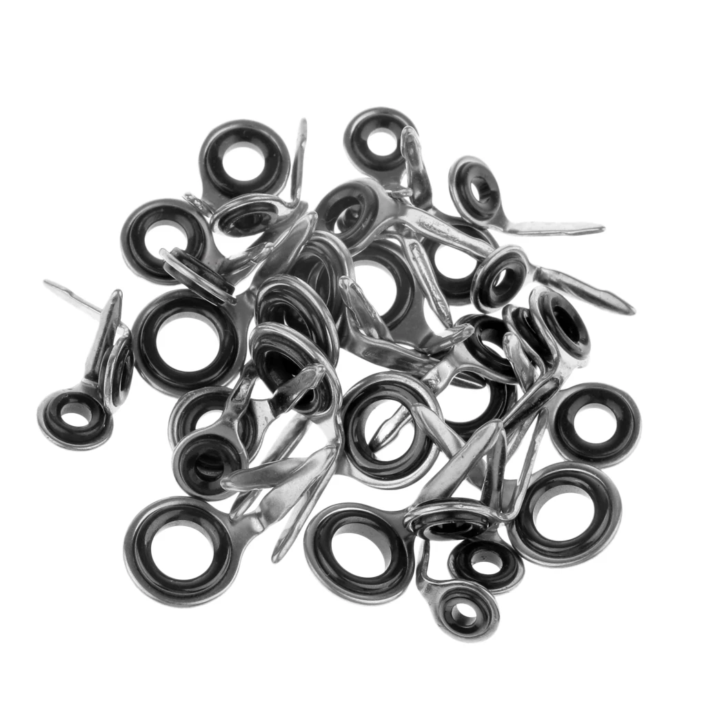 40 Pieces Stainless Steel 1.5mm 2.0mm  2.5mm 4.0mm Eyes Ring Set Raft Fishing Rod Guide Tips 