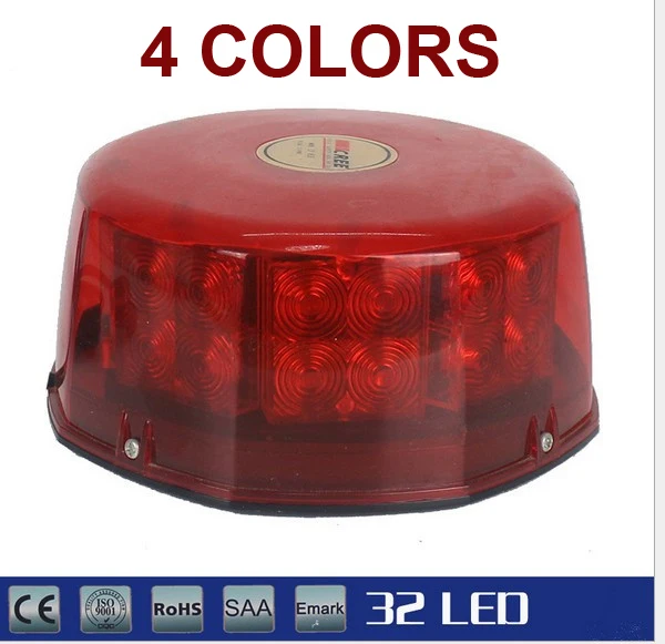 32 LED Amber Magnetic Beacon Light Emergency Warning Strobe Yellow red blue white Roof Round 32 LED Amber Magnetic Beacon Light Emergency Warning Strobe Yellow red blue white Roof Round