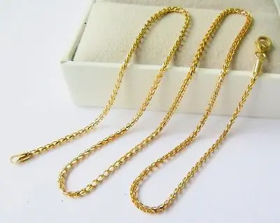 Новые однотонные Au750 18 К цвет: желтый, белый золотой цепочкой Для женщин пшеницы ссылку Цепочки и ожерелья 18 дюймов