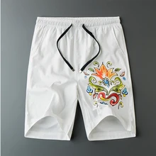 Высококачественные мужские пляжные шорты с цветочным принтом, китайский дизайнер, мужские эластичные модные пляжные шорты с цветочным принтом, Короткие штаны с принтом 516