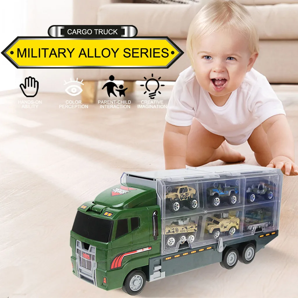 Подходит для детских игрушек 7 штук игрушка грузовик автомобиль транспортер мальчик игрушки (в том числе 6 Металлический Игрушечный