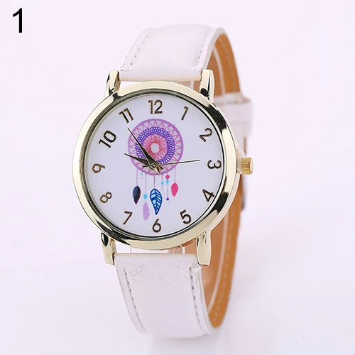 

Women Dream Catcher Watch Feathers Dial Faux Leather Analog Quartz Wristwatch