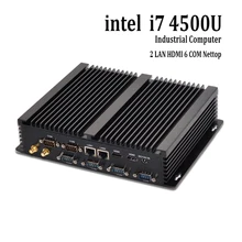 Fanless Barebone Mini PC Core i7 4500U Windows 10 Rugged ITX Case Embedded Industrial Computer 2 LAN HDMI 6 COM Nettop