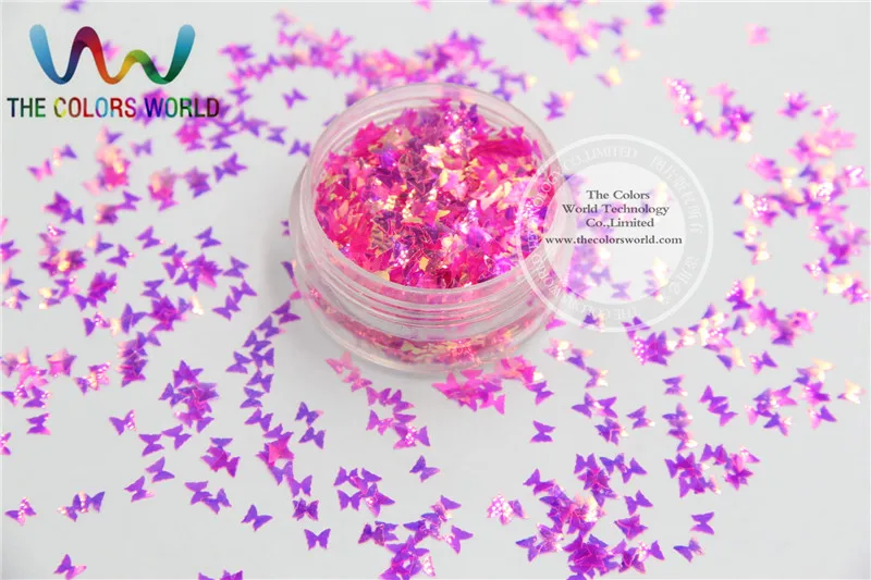 

3MM size American Fantasy Iridescent Pink-Purple color glitter Butterfly shapes sparkles for Nail Art DIY supplies1pack=50g