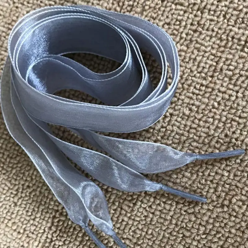1 Pair 110cm Shoelaces Fashion Flat Lace Satin Ribbon High Density Snow Yarn Shoelaces Sport Shoes Laces Shoe Strings