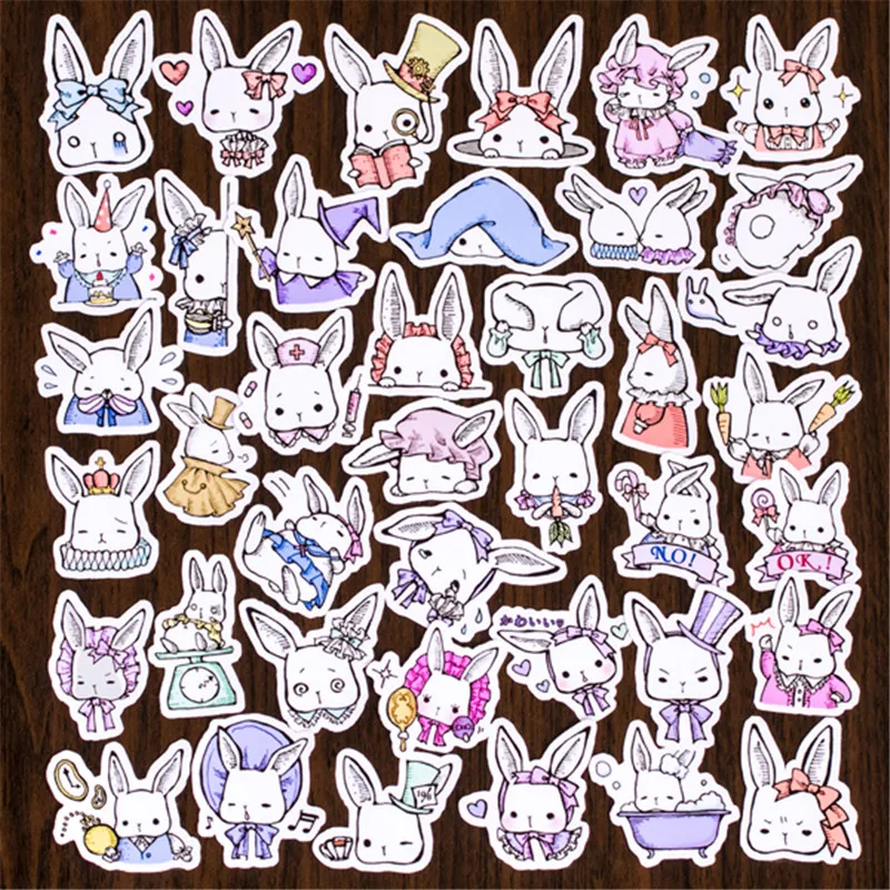 

Hot Sale 80 Pcs Cute Alice Dream Rabbit Sticker Mixed Funny Decals Luggage Laptop Car Styling /Eason Stickers/DIY Scrapbooking