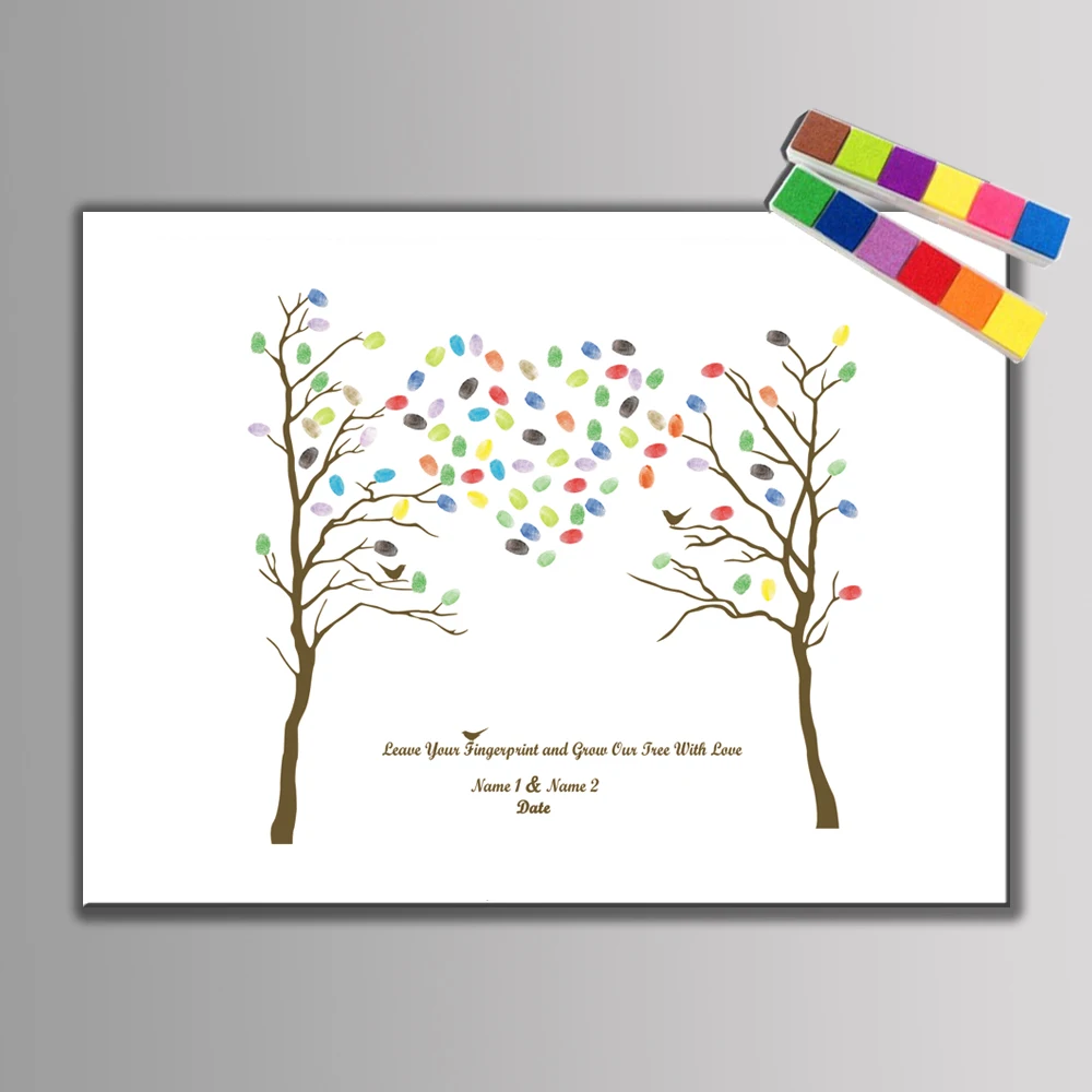 Креативный отпечаток пальца Подпись Гостевая книга 2 Love Tree для свадебной