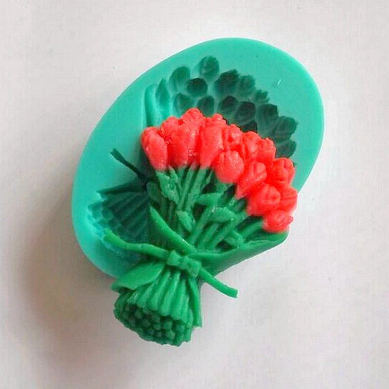 

3pcs/lot y016 Liquid Silicone Cake Fondant Mold Rose Bouquet Cake Decoration Mold Flower Bakeware Soap Tool