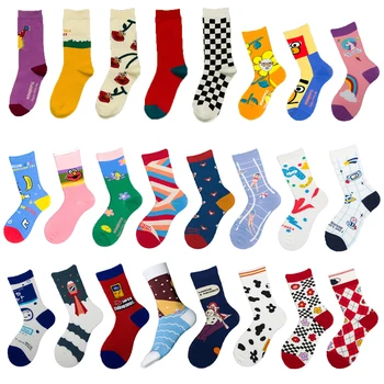 

Unisex Fashion Women Socks Harajuku Colorful Cotton Normal Socks Men 1 Pair
