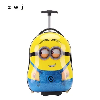 

3d Minions cartoon luggage kids travel suitcases trolley bag luggage for kids