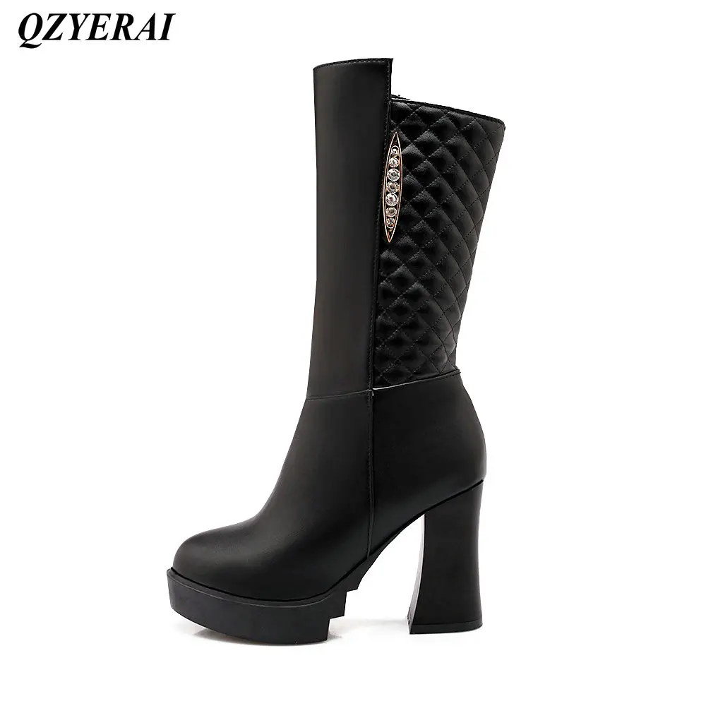 

QZYERAI Winter coarse heel medium - tube Martin boots womens boots fashionable womens shoes leisure