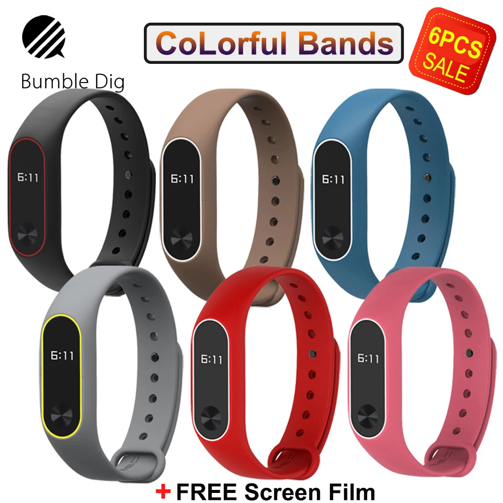 Оригинальный ремешок Mi Band 2 для Xiaomi сменный Цветной силиконовый браслет набор