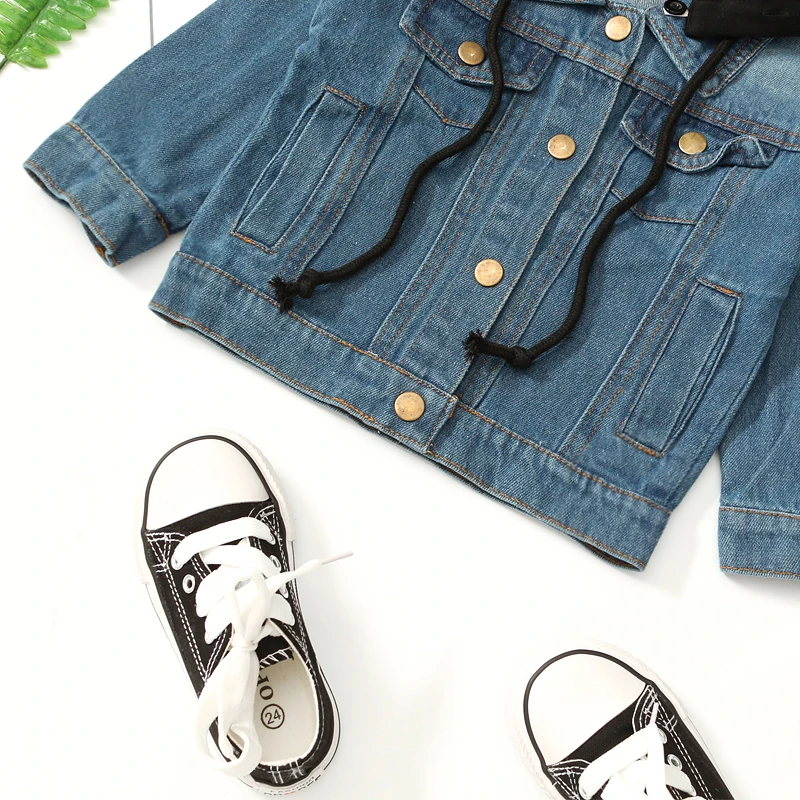 Gruibaby/Качественная детская одежда джинсовая куртка 123456 года с капюшоном на весну