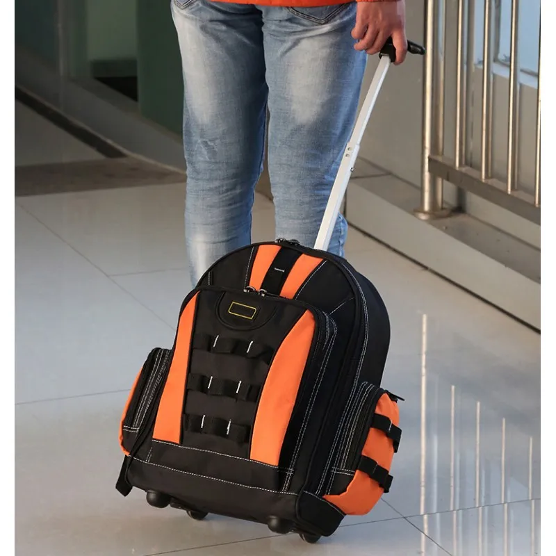 Рюкзак для инструментов, многофункциональная сумка для инструментов, ящик для инструментов электрика, универсальный чехол для путешествий, многофункциональные карманные водонепроницаемые сумки для инструментов с тележкой