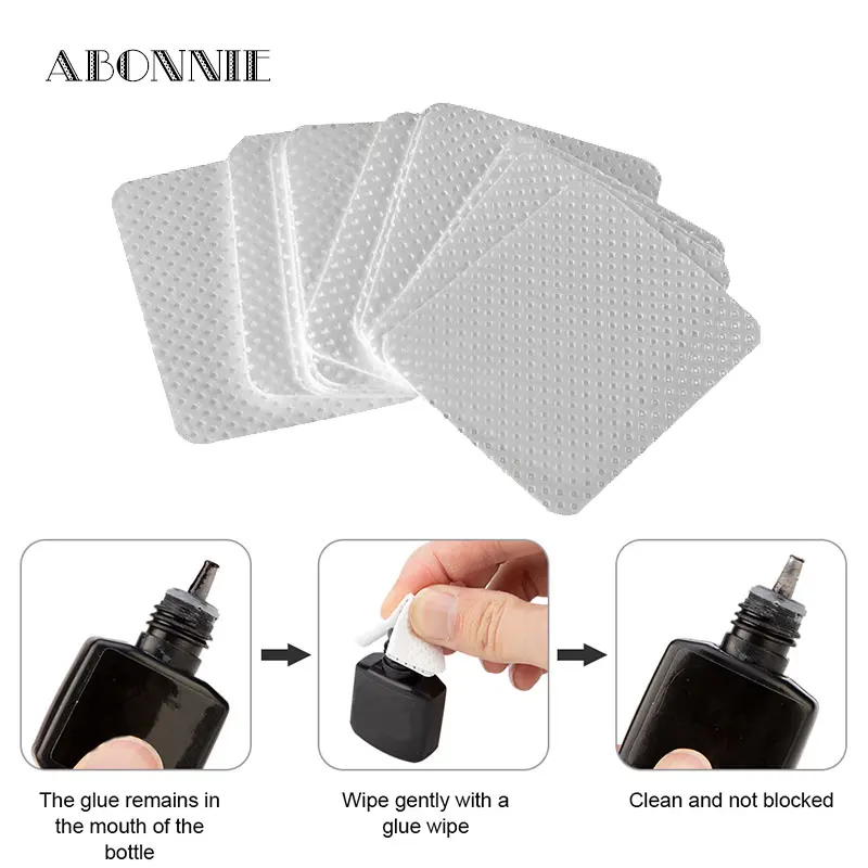 

Abonnie 170Pcs Eyelash Extension Glue Remover Wipe Cotton Paper Wipes Glue Cleaner Pads Glue Bottle Mouth Cleaning Tool