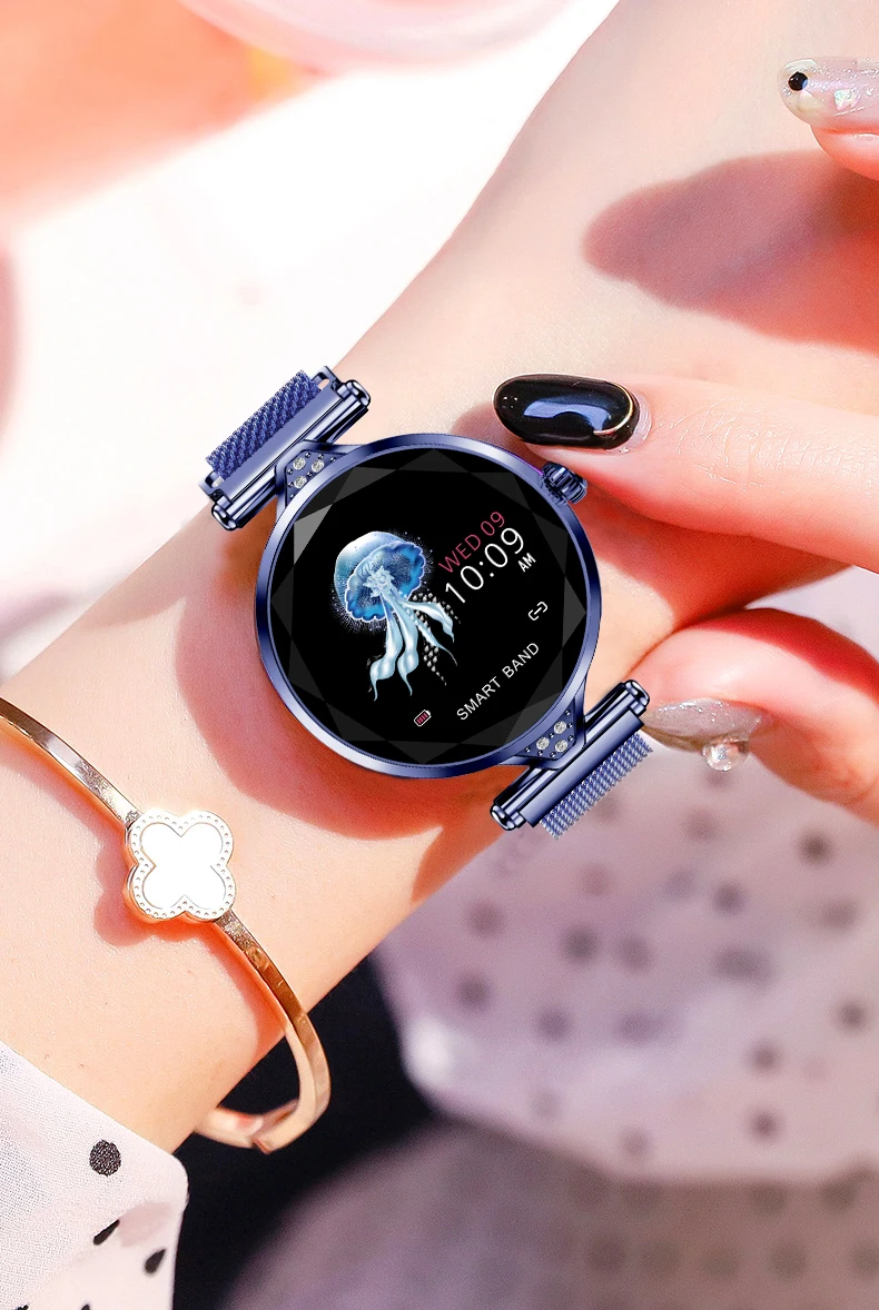 H1 Женская мода смарт-браслет сердечного ритма приборы для измерения артериального давления фитнес трекер для IOS и Android Водонепроницаемый Смарт часы с встроенным телефоном Q8 mi band3