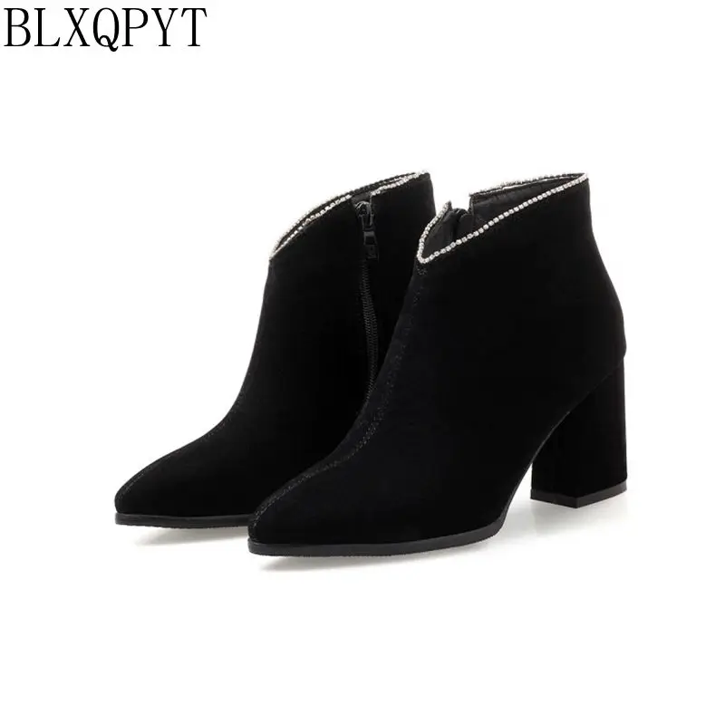 

BLXQPYT 2018 Autumn winter women ankle boots Big size 32-47 high heels fashion quality martin boot shoes woman leather 218-6